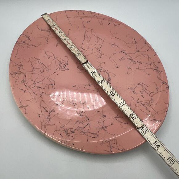 Vtg Pink Oval Serving Platter Spiderweb MCM 1950s Kitchen Blue Ridge Retro13.5" - Picture 4 of 7
